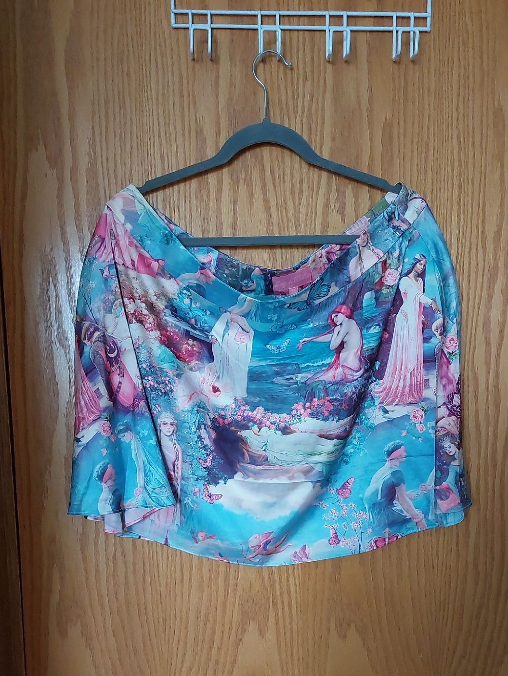 Sugar Thrillz Scenic Print Satin Mini Skirt